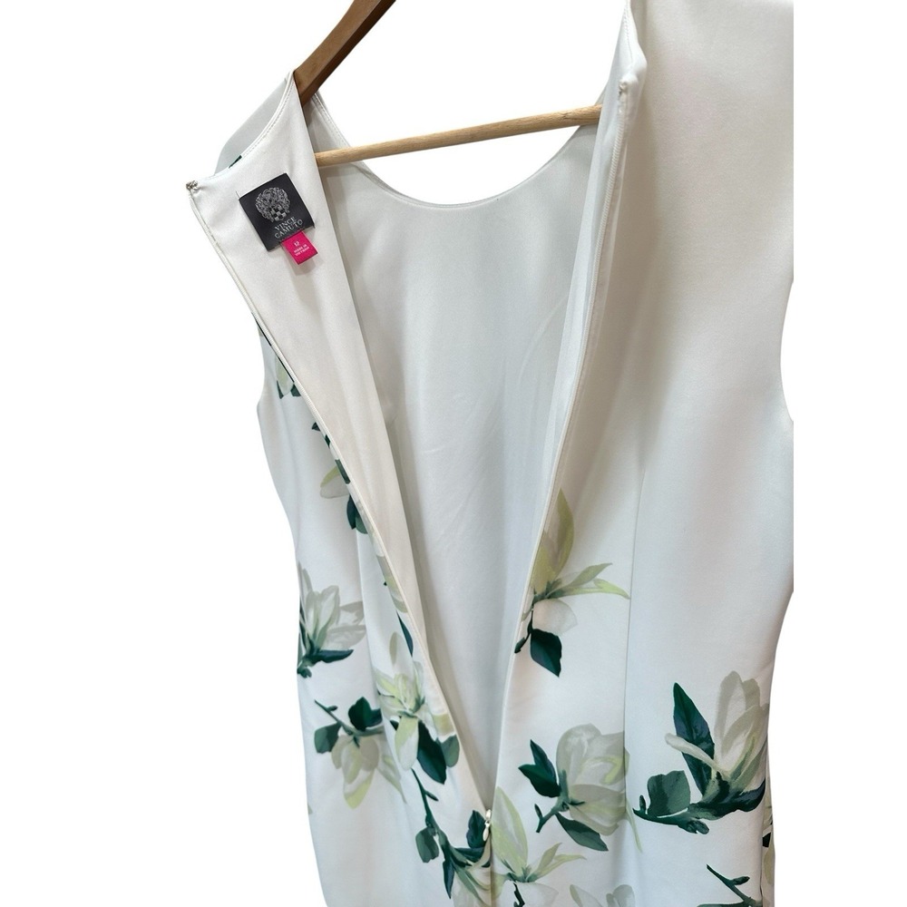 Vince Camuto Floral Summer Cream Blue Green Garden Sleeveless Sheath Dress Sz 12 - Picture 4 of 7